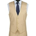 thumbnail image 3 of Luxurious Men's Slim-Fit 3-Piece Textured Solid Trimmed Lapel Suit - Beige 36S, 3 of 4