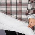 thumbnail image 3 of Oversized Wearable Blanket Hoodie,Brown and White Checkerboard Checkered Pattern Sherpa Blanket Hoodie with Super Pockets,Super Warm Fuzzy Pullover for Women & Men, 3 of 6
