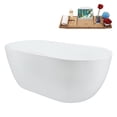 thumbnail image 6 of Streamline 61" Freestanding Soaking Bathtub – Glossy White Acrylic Tub with Brushed Nickel Internal Drain and Bamboo Tray – Modern Design – 50 Gallon Capacity, 6 of 15