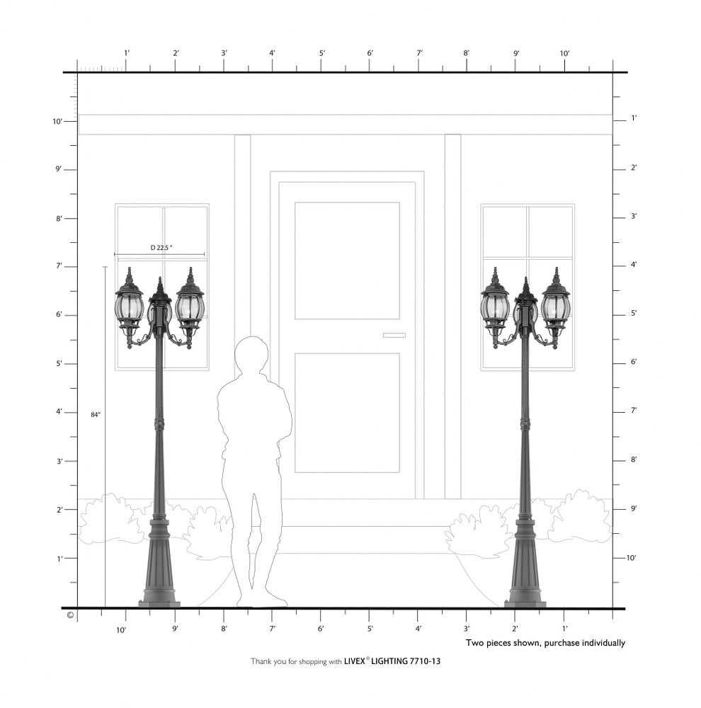 Livex Lighting - Frontec - 3 Light Outdoor Post Light in Traditional Style - 24