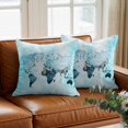 thumbnail image 3 of World Map Throw Pillow Cover Blue Map Abstract Cotton Linen Cushion Cover Throw Pillow Case with Invisible Zipper for Couch Sofa Bed Chair Car 18x18 Inch, 3 of 9