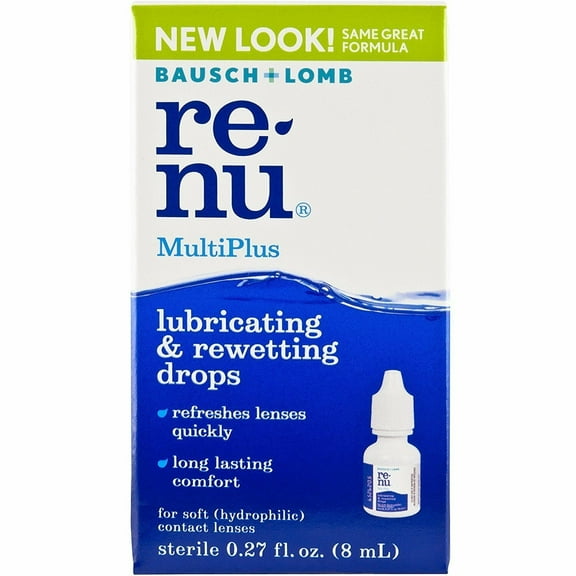 Bausch & Lomb Renu Multi-Plus Lubracating & Rewetting Drops, 0.27oz, 4-Pack