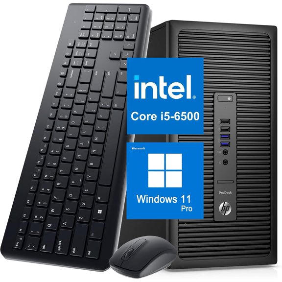 Restored HP Desktop PC, Core i5-6500, 8G RAM, 256G SSD, Keyboard Mouse, WiFi, BT, Windows 11 Pro