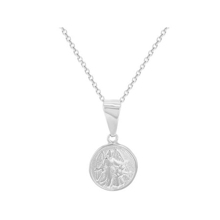 - 925 Sterling Silver Guardian Angel Little Medal Pendant Necklace Children 16