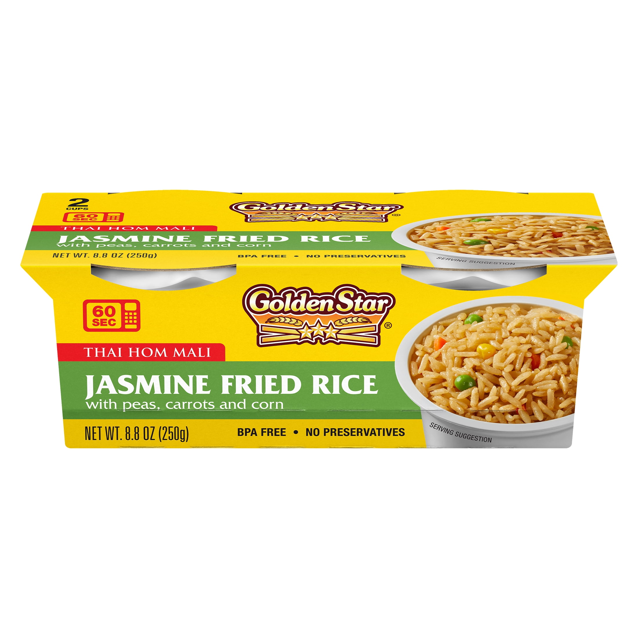 Golden Star Jasmine Fried Rice, 4.4 oz Cups, 2 Pack
