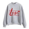 thumbnail image 2 of Baqcunre Crewneck Sweatshirts Printing Sweatshirt Top Long Sleeved Sweatshirt Casual Blouse Temperament Pullover Top(Grey S-XXL),Womens Sweatshirt Womens Tops Valentine'S Day Shirts For Women, 2 of 6