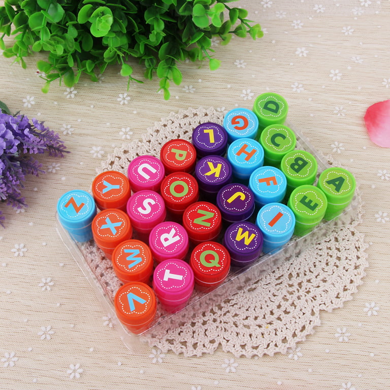 26pcs 26 Alphabet Stamps Set Multicolor Plastic Letter Stamp Toy for Kids (Letter Design), Size: 2.6