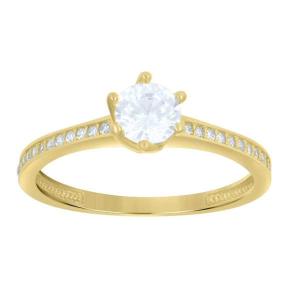 10kt Real Yellow Gold Womens Cubic-Zirconia Engagement Ring