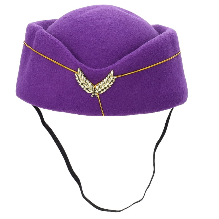 IDEANATEGRATE 1Set Purple Felt Stewardess Hat for Women  display picture 1