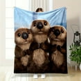 thumbnail image 3 of Cozy Cartoon Otter Flannel Throw Blanket - Soft, Reversible, All-Season Comfort for Bed, Sofa, Camping & Travel - Machine Washable, 3 of 6