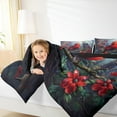 thumbnail image 4 of Manfei 3D Red Bird Full Size Comforter Sets for Teen, Dreamy Robin Butterfly Bedding Comforter Set, Jungle Poinsettia Flower Reversible Bedding Sets, Lightweight Room Decor, 3-Piece, 4 of 8