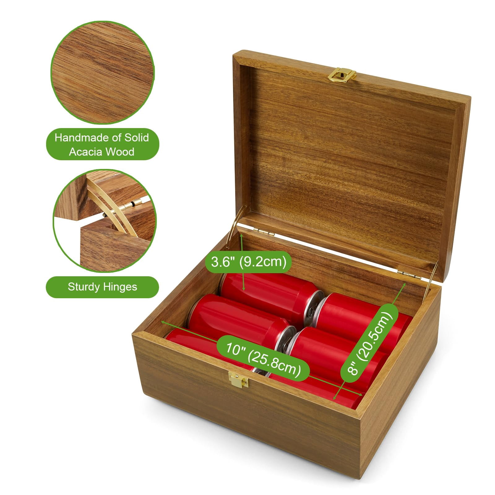 Wooden Keepsake Box  Large Storage With A Hinged Lid Memory Treasure For Crafts And Photo