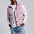 thumbnail image 6 of Havenx Puffer Vest for Men Sleeveless Full Zip Up Jacket Stand Collar Puffy Vest Casual Outdoor Winter Warm Outerwear Vests,Pink L, 6 of 8