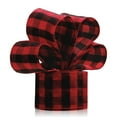 thumbnail image 2 of Linyer Christmas Linen Wired Ribbon Accessory Plaid Burlap Fabric Xmas Checkered Decoration Holiday Crafts Wrapping Black Red 15m, 2 of 8