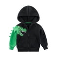 thumbnail image 4 of Sudadera con capucha de dibujos animados de dinosaurios de primavera 2024 para niños y niñas, sudadera informal simplificada con cremallera de algodón y forro polar, 4 of 4