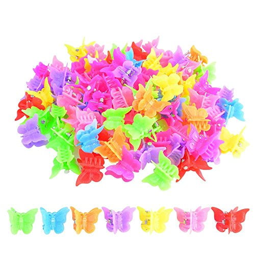 100 Packs Assorted Color Butterfly Hair Clips,Beautiful Mini Hair Accessories for Girls and Women,Random Color