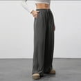 thumbnail image 4 of PNTUTB Women's Casual Solid Color Lightweight Drapey Elastic Waist Drawstring Relaxed Comfortable Wide Leg Pants, 4 of 6