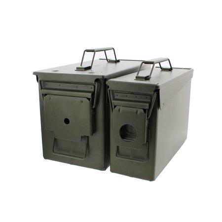 30 and 50 Cal Metal Gun Ammo Can 2-Pack – Military Steel Box Set Ammo