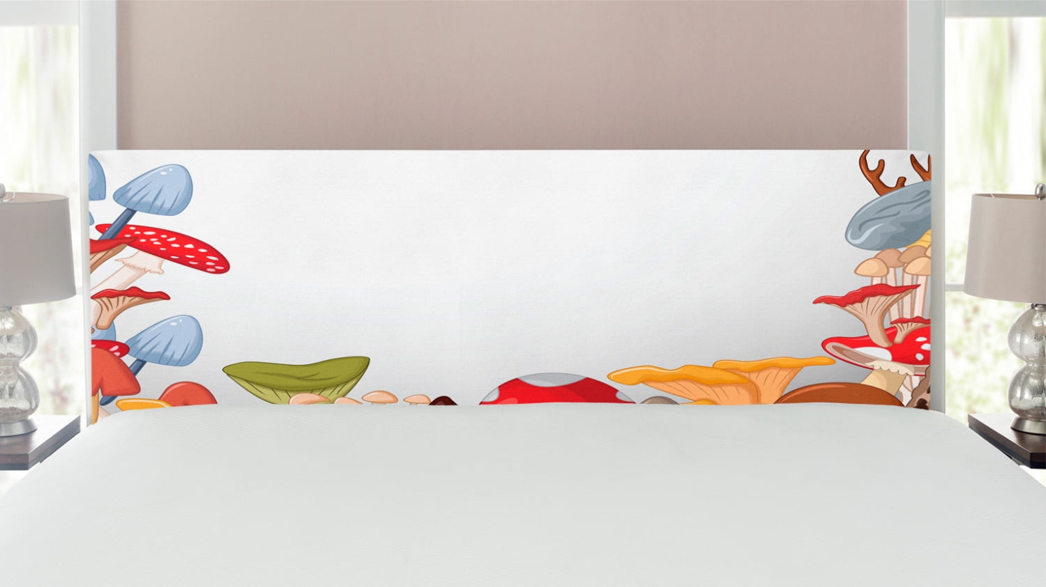 Mushroom Headboard, Bunch of Mushrooms Toadstools Fungi Wildlife in