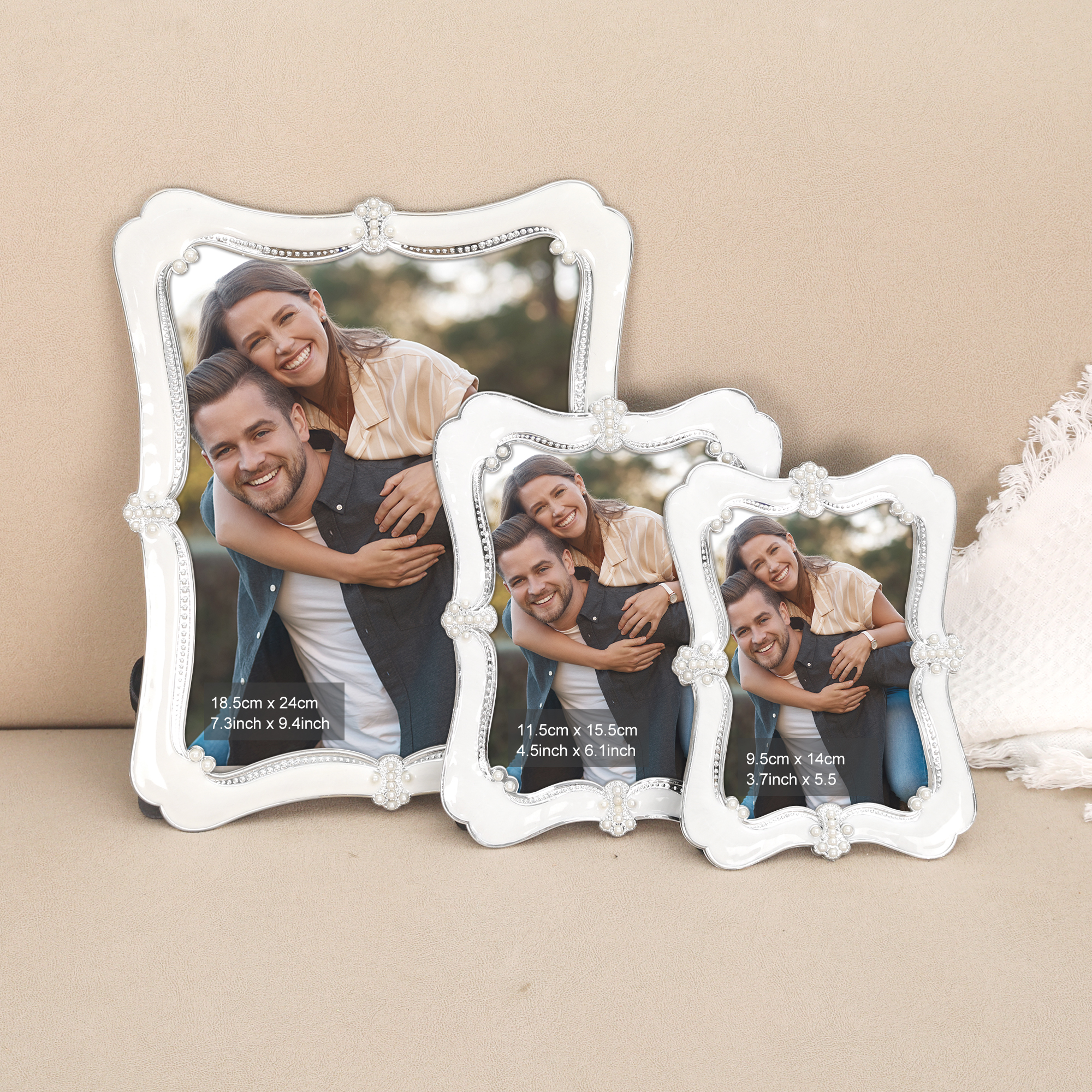 Unique Bargains Picture Frame Pearl Plated Photo Frame for Tabletop Display Silver 4x6 in
