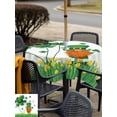 thumbnail image 4 of St. Patrick's Day Outdoor Tablecloth - 60x60 Inch Square Dining Table Cover, Lucky Shamrock Gnomes Flowers Leaves Green Waterproof Outdoor Table Cloth with Umbrella Hole & Zipper for Picnic/Patio, 4 of 7