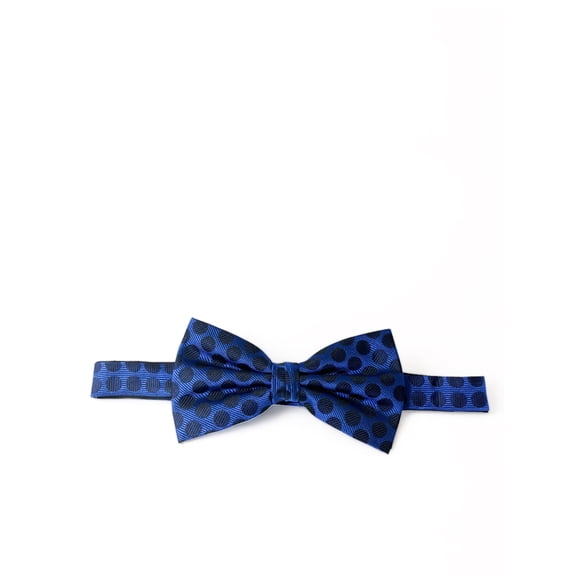 Royal Blue and Black Polka Dot Silk Bow Tie