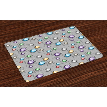 

Colorful Placemats Set of 4 Grey Industrial Background with Vibrant Colored Ornaments Abstract Illustration Washable Fabric Place Mats for Dining Room Kitchen Table Decor Multicolor by Ambesonne