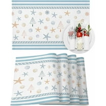 Christmas Placemats Set of 4 Xmas Tree Snowflakes Christmas Placemats for Dining Table Starfish Seashell Striped Table Mat Winter Holiday Home Party Kitchen Table Decorations