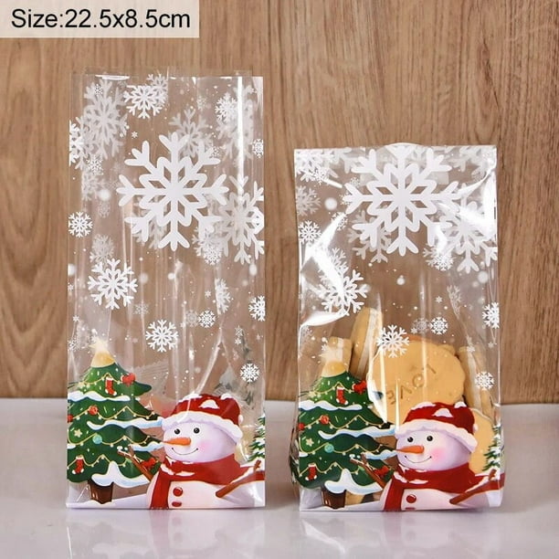 Bolsas de embalaje para hornear galletas de muñeco de nieve, 25/50 piezas, bolsa de regalo para aperitivos, árbol de Navidad, copo de nieve, decoraciones para fiestas de Año Nuevo y Navidad, 2024