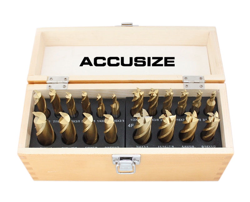 20 PC HSS 4 /& 2 Flute 3//16/" 3//4/" Tin Coated End Flute Mill Set