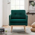 thumbnail image 3 of Modern Chaise Lounge Armchair Velvet Club Chair with Rose Golden Legs, Single Sofa Chair Upholstered Living Room Chair with Soft Padded Seat - Green, 3 of 8