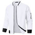thumbnail image 2 of LTTVQM Men Waffle Texture Bomber Jacket Lightweight Zip Up Long Sleeve Varsity Coat With Sleeve Pocket Ribbed Cuffs Hem For Fall Daily Wear, 2 of 7