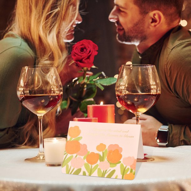 Fiudx Ofertas Flash Del Día Tarjeta De Mensaje De Bendición Del Día De San Valentín Tarjeta De Felicitación Estampada En Caliente Con Flor Fragmentada Pequeña Retro Del Día De San Valentín