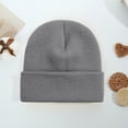 thumbnail image 4 of Tnobhg Winter Knitted Beanie Hat Casual Flanging Stretch Soft Warm Solid Color Autumn Winter Outdoor Skiing Cycling Women Men Unisex Skull Cap, 4 of 8