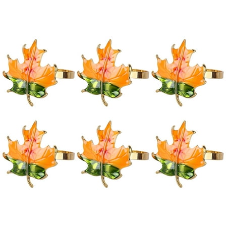 

6Pcs Thanksgiving Day Napkin Rings Alloy Napkin Buckles Decorative Napkin Holders