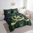 thumbnail image 3 of jejeloiu Letter M Monogrammed 7-Piece Twin Bedding Sets,Golg Ball Sport Bedding Comforter Set,Green Black Checkered Sheet Sets For Girls Boys,Microfiber Room Decorative Reversible, 3 of 8