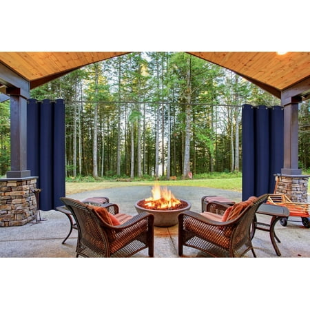 Outdoor Patio Curtains Ikea NAVY BLUE 2-Piece Outdoor Thermal Blackout Grommet Patio Curtain Panels Set, Two (2) Panels 35