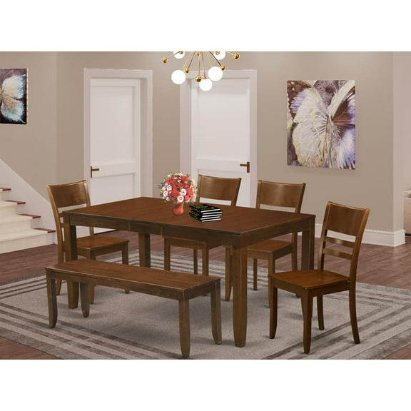 East West Furniture Lynfield 6-piece Wood Dining Table Set in Espresso