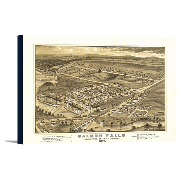 Rollinsford, New Hampshire Panoramic Map (18x12 Gallery Wrapped Stretched Canvas) Walmart