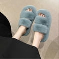 thumbnail image 3 of Women's Fluffy Slippers Slip on Cozy Lining Thick Sole Open Toe Slide Sandals for Indoor & Outdoor, 3 of 4