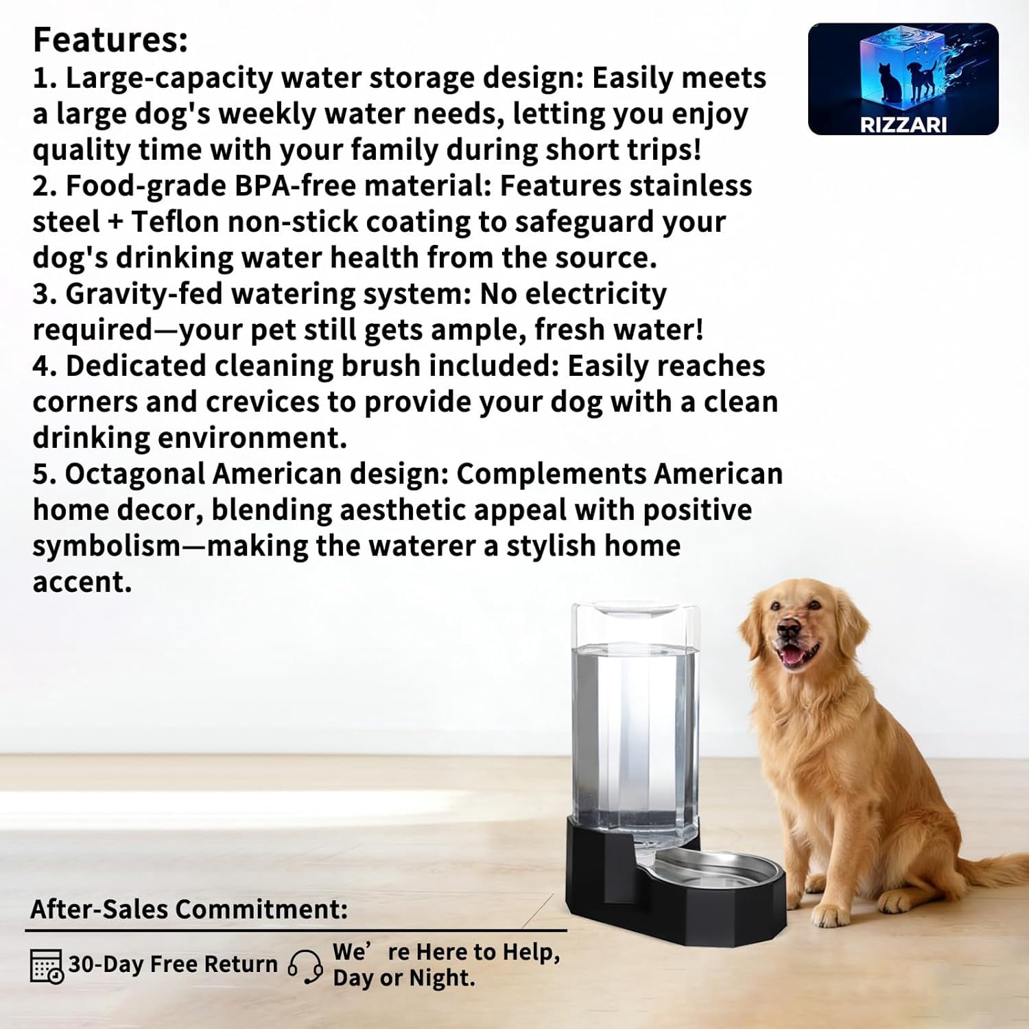 Automatic Pet Water Dispenser: 8L White Gravity Stainless Steel Water Bowl - with Specialized Brush - Angular Water Feeder for Senior Pet Dogs with Neck Pain Relief in Living Room Bedroom