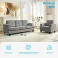 thumbnail image 2 of Puremind 2 Piece Sofa Set for Living Room, Sofa and Armchair Living Room Furniture Sets, Chenille Upholstered Sofa Couch for Apartment, Light Gray, 2 of 7