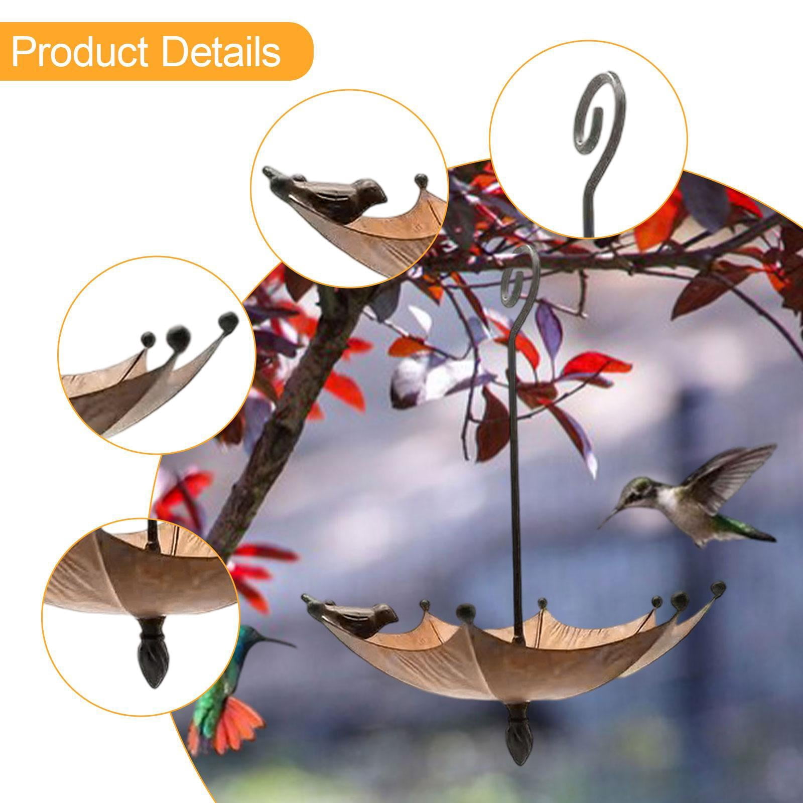 Bothyi Umbrella Shaped Bird Feeder Hanging Iron Decor for Outdoor Courtyard Outside