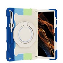 SaniMore for Samsung Galaxy S9 Ultra 14.6" 2023 (SM-X910/X916B/X918U) 3 Layers Protection Kids-friendly Cover with Rotating Stand Handle, Shoulder Strap Pen Holder Armor Silicone Cover, Rainbowblue