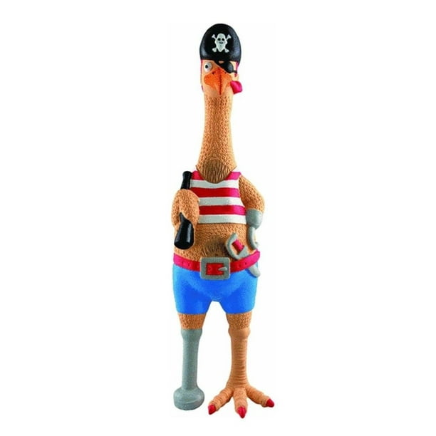 Funny Rubber Chicken Dog Toys Squawking Pirate Captain Jack Bird