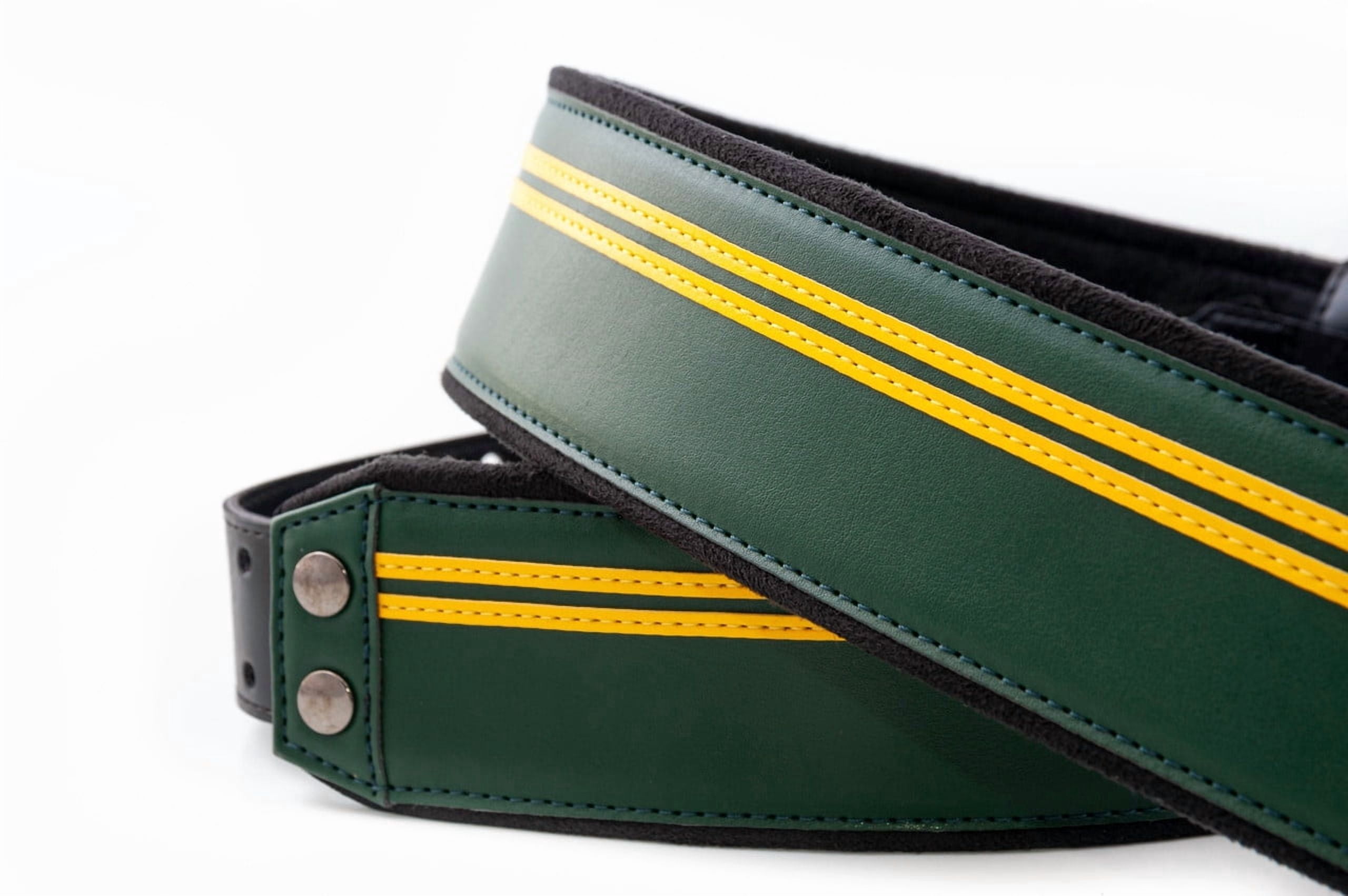 RightOn! Straps Mojo Collection Race-60 Guitar & Bass Strap made with Vegan Leather – Stylish and Comfortable - British Race Green