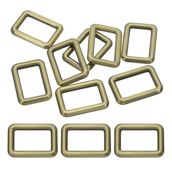 Uxcell lat Metal Rectangle Rings 1" / 25mm, 8 Pcs Square Loop Webbing Belt Buckle for Strap Keeper Bronze