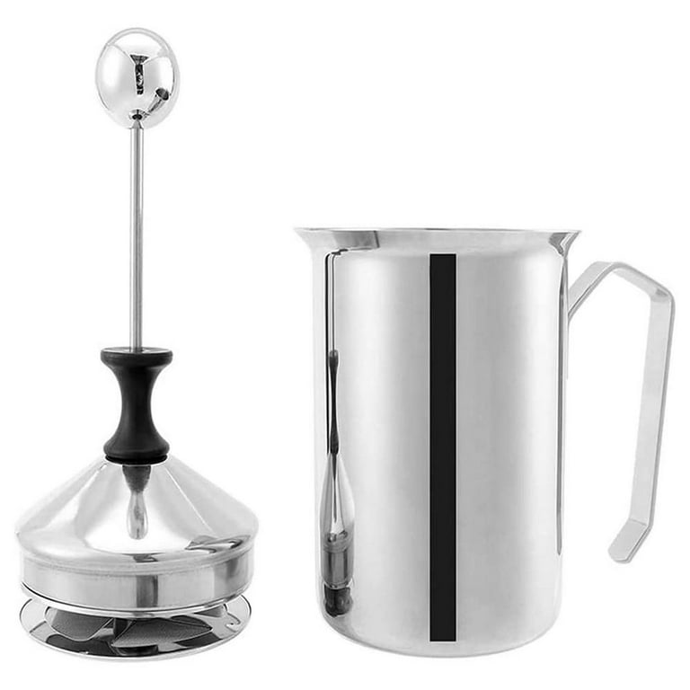 Tohuu Milk Creamer Frother Stainless Steel Manual Milk Frother Milk Frother  with Lid Double Layer Filter Screen Stainless Steel 17-Ounce Capacity  appropriate 