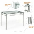 thumbnail image 4 of VECELO 5-Piece Dining Set Table with 4 Chairs for Kitchen Furniture, Glass Table Top with Metal Frame, Silver, 4 of 8
