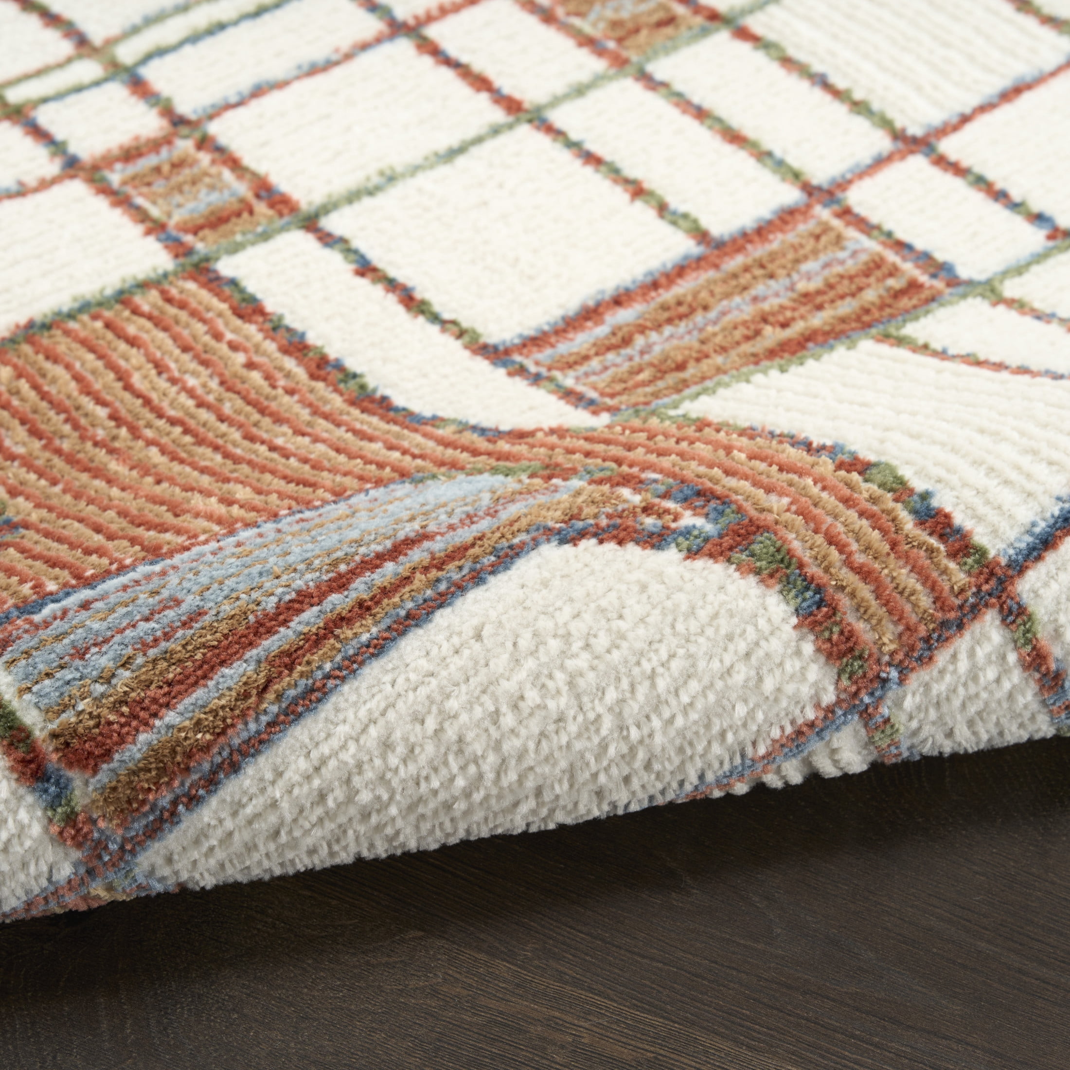Nourison Nordic 8' x Round Ivory Rust Mid-Century Modern Indoor Rug